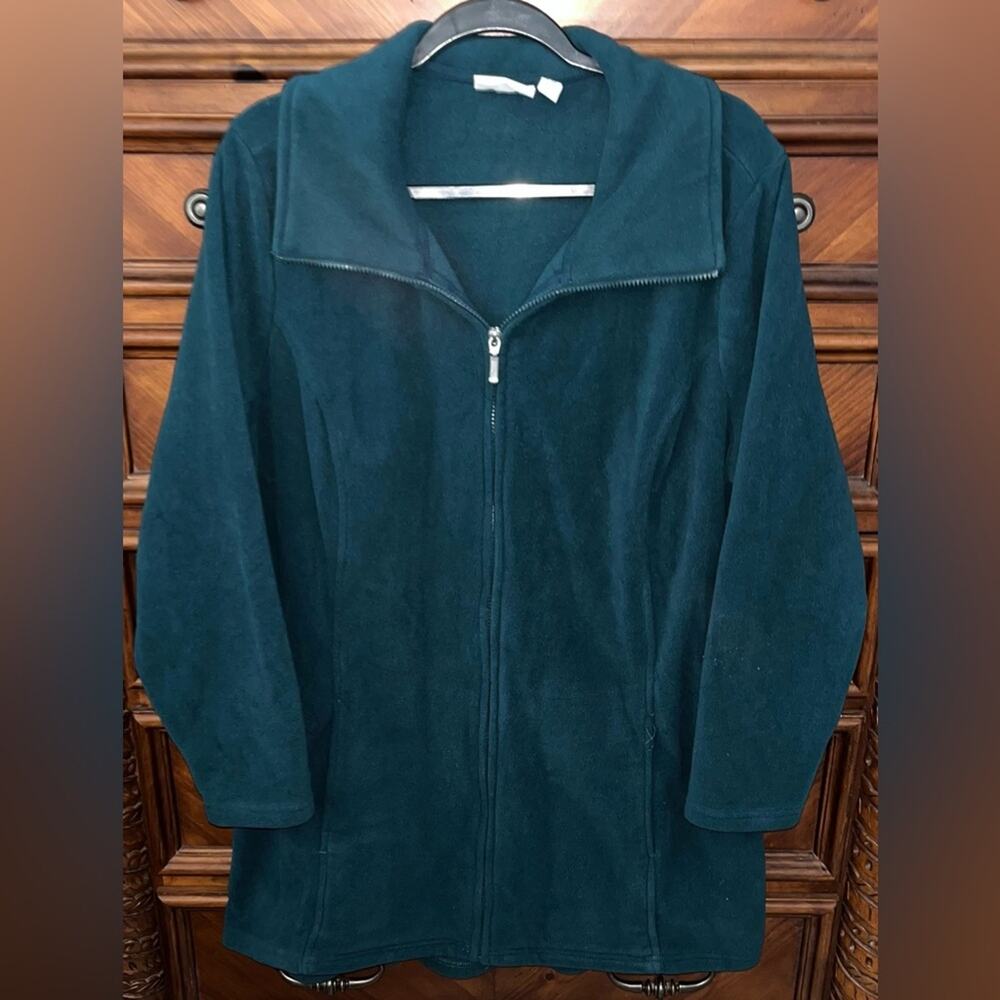Denim & Co. Fleece Zip Front Long Sleeve Jacket 27” P2P